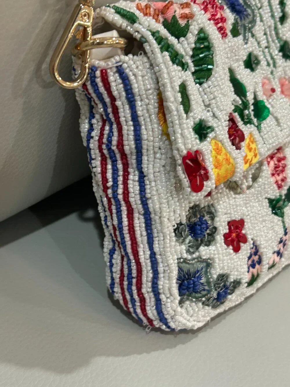 Beaded Spring Wildflower Bag Handcrafted in India Clutch or Shoulder Bag NWT